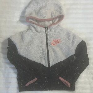 Nike Kids' Black, pink and white Speckled Sherpa Zip-Up Windbreaker